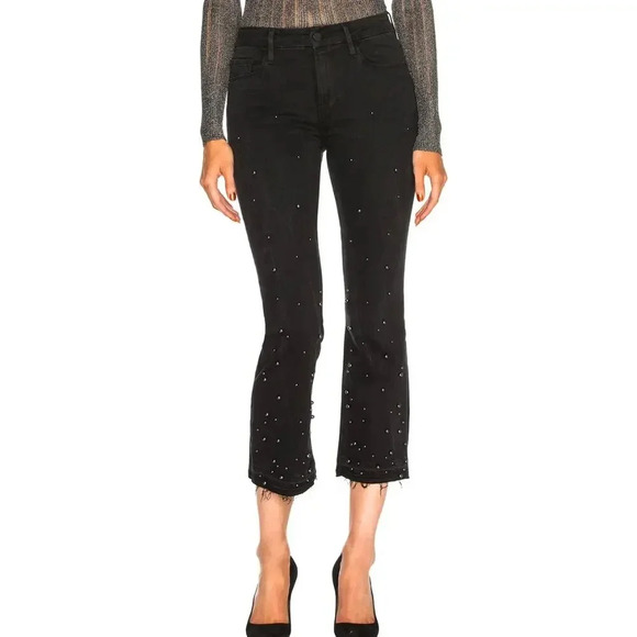 FRAME Le Crop Mini Boot - Black Stretch Denim Jeans - Size 25 - Picture 1 of 6